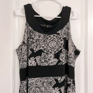 Susan Lawrence Plus Size‎ 2XP Black/Grey Elastic Waist Stretch Dress